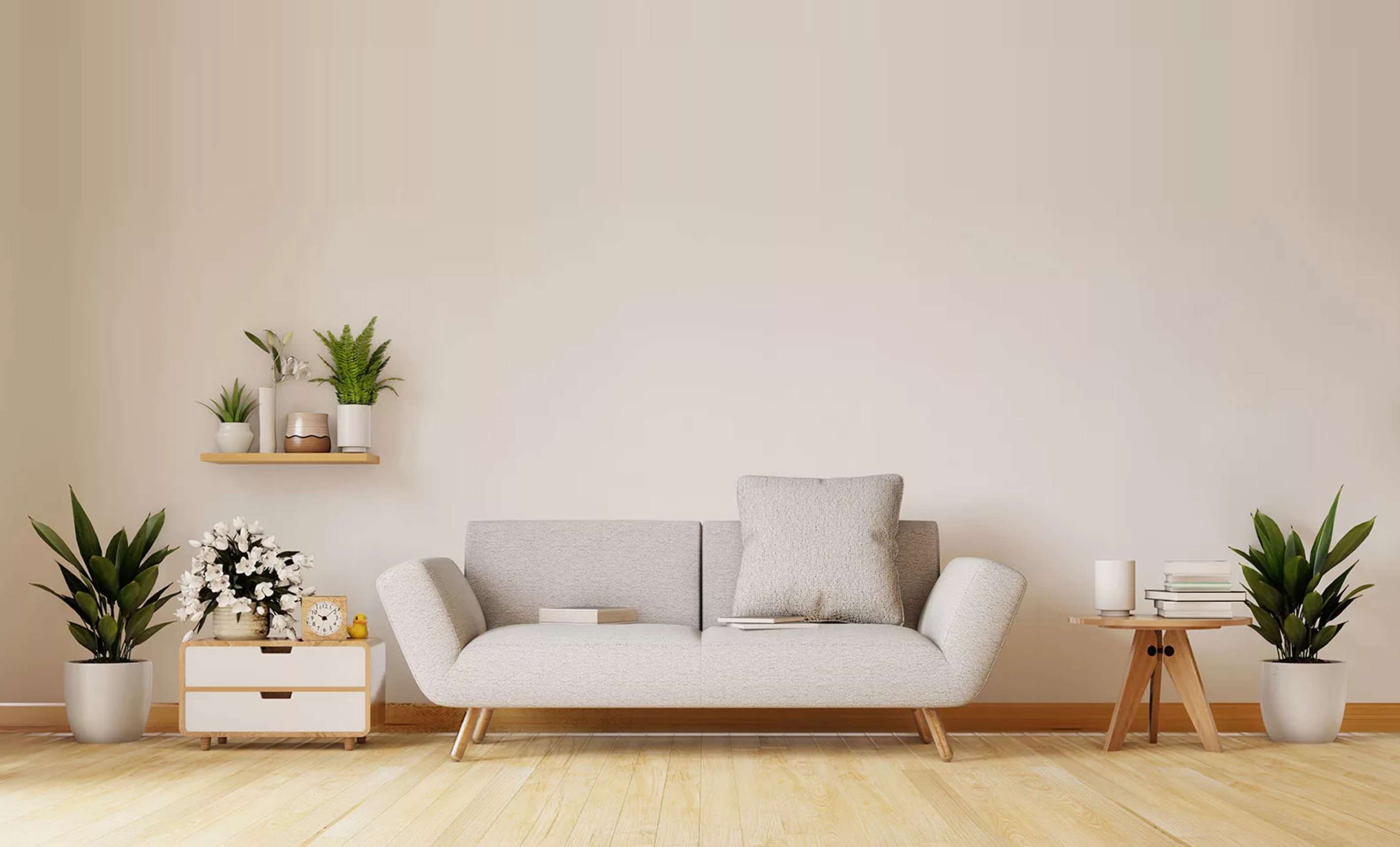 Photo of a sofa in a home staged for sale